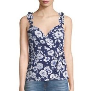 NEW Likely Marin Top Sleeveless FauxWrap Blue Floral Size XS